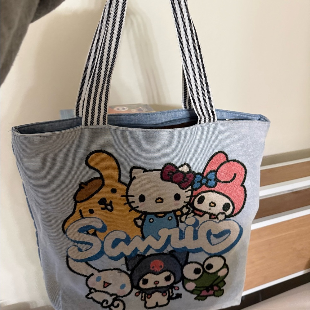 Sanrio Blue Tote Bag with Characters